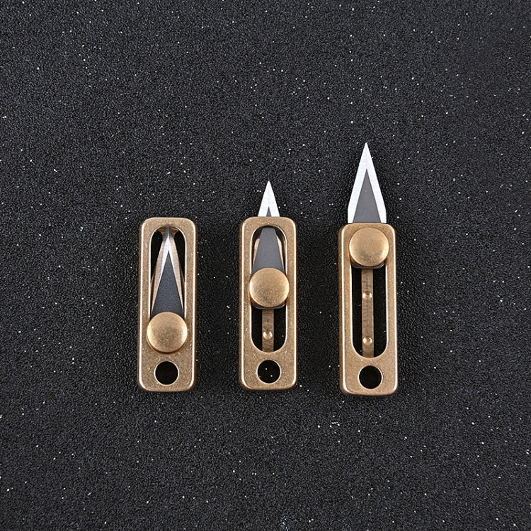 Mini Faca de Latão para Transporte EDC Chaveiro Pendente Faca de Desembalar Push-pull, Latão