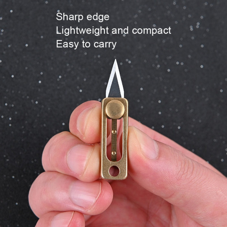 Mini Faca de Latão para Transporte EDC Chaveiro Pendente Faca de Desembalar Push-pull, Latão