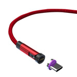 Cabo de Dados de Carregamento Rápido Magnético Rotativo CC57, Estilo:, 1m + Type-C / USB-C + Vermelho, 1m + Type-C / USB-C + Preto, 2m + Type-C / USB-C + Vermelho, 2m + Type-C / USB-C + Preto