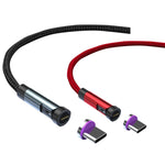 Cabo de Dados de Carregamento Rápido Magnético Rotativo CC57, Estilo:, 1m + Type-C / USB-C + Vermelho, 1m + Type-C / USB-C + Preto, 2m + Type-C / USB-C + Vermelho, 2m + Type-C / USB-C + Preto