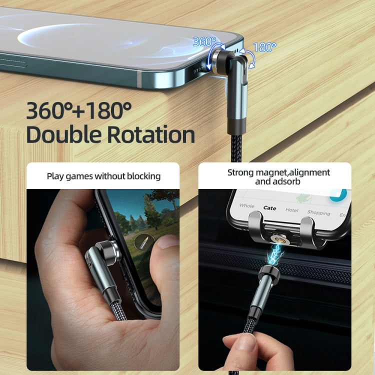 Cabo de Dados de Carregamento Rápido Magnético Rotativo CC57, Estilo:, 1m + Type-C / USB-C + Vermelho, 1m + Type-C / USB-C + Preto, 2m + Type-C / USB-C + Vermelho, 2m + Type-C / USB-C + Preto