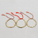 Hand Woven Irregular Copper Bead Bracelet Jewelry, Matte, Light, Light Red Rope