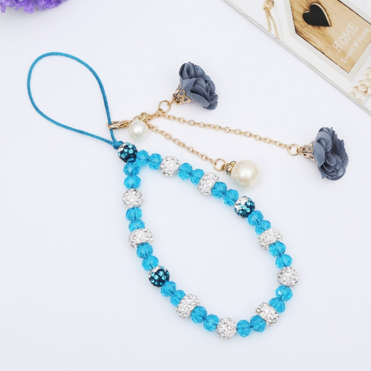 Pulseira de Cerâmica de Argila com Flor para Cordão de Telemóvel de Cristal para Raparigas, Azul, Vermelho Grande, Roxo, Preto, Branco, Rosa