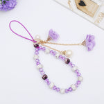 Pulseira de Cerâmica de Argila com Flor para Cordão de Telemóvel de Cristal para Raparigas, Azul, Vermelho Grande, Roxo, Preto, Branco, Rosa