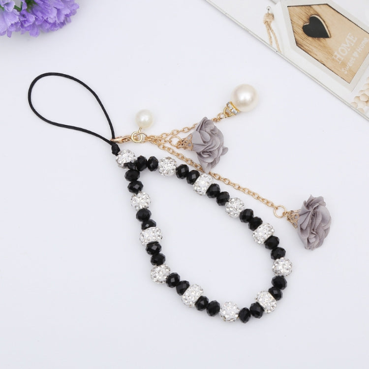 Pulseira de Cerâmica de Argila com Flor para Cordão de Telemóvel de Cristal para Raparigas, Azul, Vermelho Grande, Roxo, Preto, Branco, Rosa