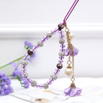 Pulseira de Cerâmica de Argila com Flor para Cordão de Telemóvel de Cristal para Raparigas, Azul, Vermelho Grande, Roxo, Preto, Branco, Rosa