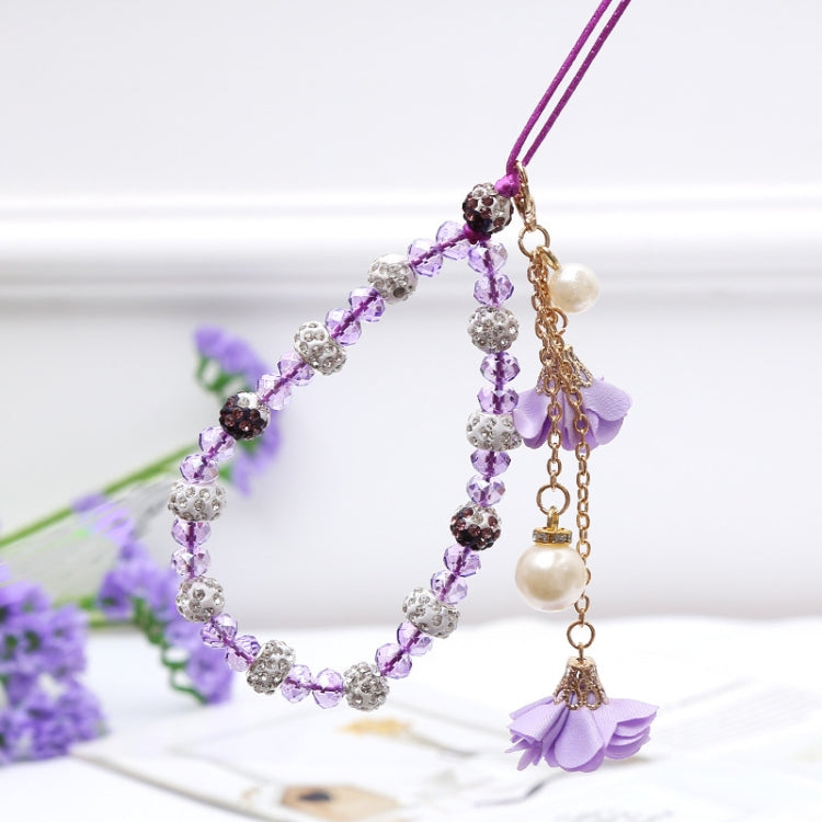 Pulseira de Cerâmica de Argila com Flor para Cordão de Telemóvel de Cristal para Raparigas, Azul, Vermelho Grande, Roxo, Preto, Branco, Rosa