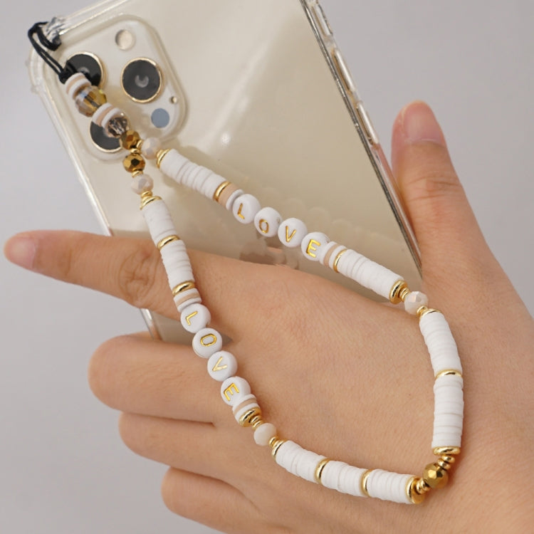 Cordão para Telemóvel em Cerâmica Macia com Letra Geométrica, Corrente Anti-perda para Telemóvel, RT-K210065A, RT-K210065B, RT-K210065C, RT-K210065D
