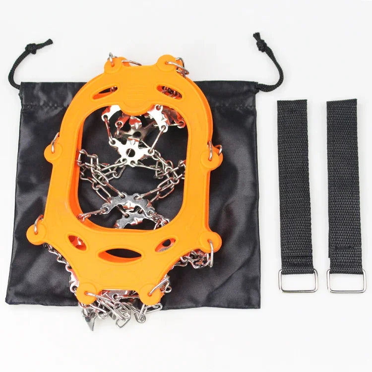 1 Par de Crampons com 23 Espigões para Caminhada de Inverno, Pesca no Gelo e Neve, Tamanho:, M Laranja, L Laranja, XL Laranja, M Preto, L Preto, XL Preto