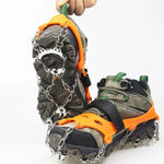 1 Par de Crampons com 23 Espigões para Caminhada de Inverno, Pesca no Gelo e Neve, Tamanho:, M Laranja, L Laranja, XL Laranja, M Preto, L Preto, XL Preto