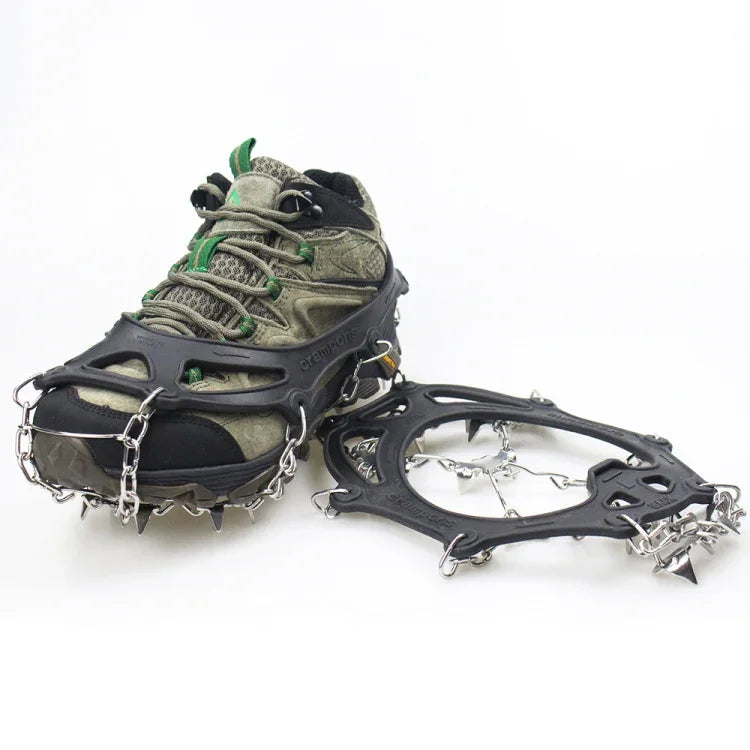 1 Par de Crampons com 23 Espigões para Caminhada de Inverno, Pesca no Gelo e Neve, Tamanho:, M Laranja, L Laranja, XL Laranja, M Preto, L Preto, XL Preto
