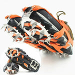 1 Par de Crampons com 18 Espigões Grandes para Caminhada de Inverno, Pesca no Gelo e Neve, Tamanho:, L Preto, L Laranja
