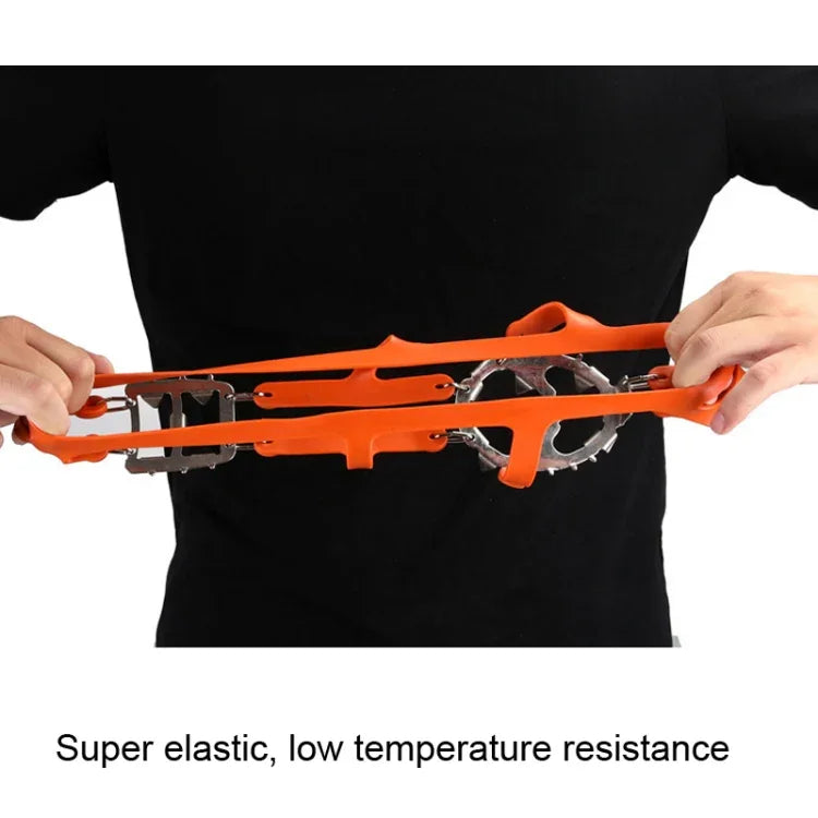 1 Par de Crampons com 18 Espigões Grandes para Caminhada de Inverno, Pesca no Gelo e Neve, Tamanho:, L Preto, L Laranja