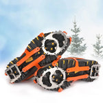 1 Par de Crampons com 18 Espigões Grandes para Caminhada de Inverno, Pesca no Gelo e Neve, Tamanho:, L Preto, L Laranja
