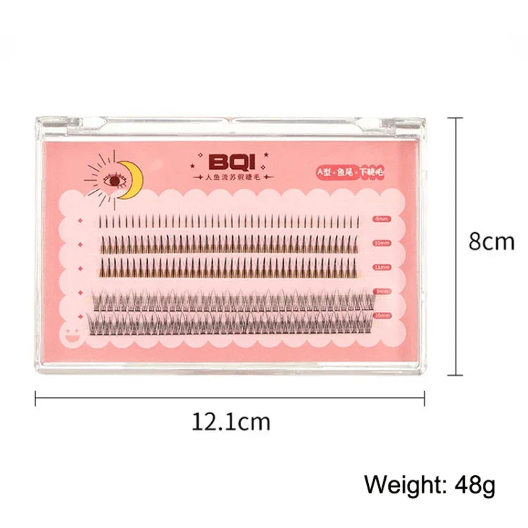 BQI B7229 Pestanas Postiças Leves Naturais e Enroladas Tridimensionais Slim, Estilo:, Tipo A+Fishtail (120PCS), Tipo A+Fishtail (200PCS), Tipo A+Fishtail+Undercib (200PCS)