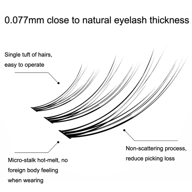 BQI B7229 Pestanas Postiças Leves Naturais e Enroladas Tridimensionais Slim, Estilo:, Tipo A+Fishtail (120PCS), Tipo A+Fishtail (200PCS), Tipo A+Fishtail+Undercib (200PCS)