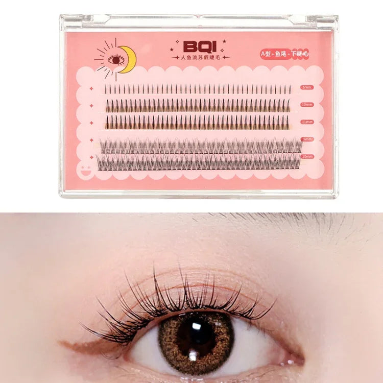 BQI B7229 Pestanas Postiças Leves Naturais e Enroladas Tridimensionais Slim, Estilo:, Tipo A+Fishtail (120PCS), Tipo A+Fishtail (200PCS), Tipo A+Fishtail+Undercib (200PCS)