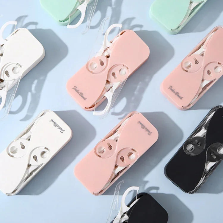 FukuBook Caixa de Armazenamento de Fio Dental Automática Mini Portátil com Fio Dental, Branco, Preto, Verde, Rosa