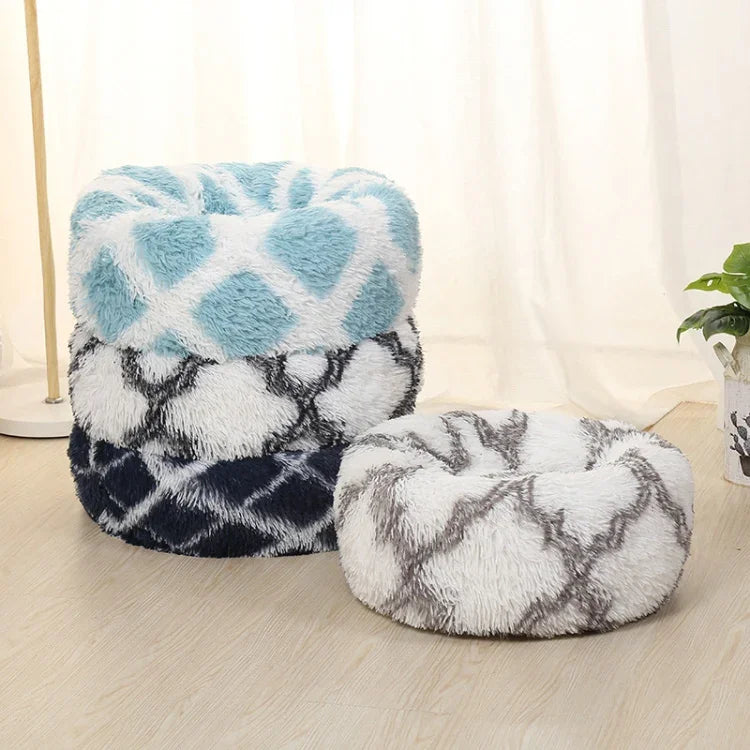 Canil Redondo para Animais de Pelo Longo, Cama Quente para Animais, 40cm, 50cm, 60cm