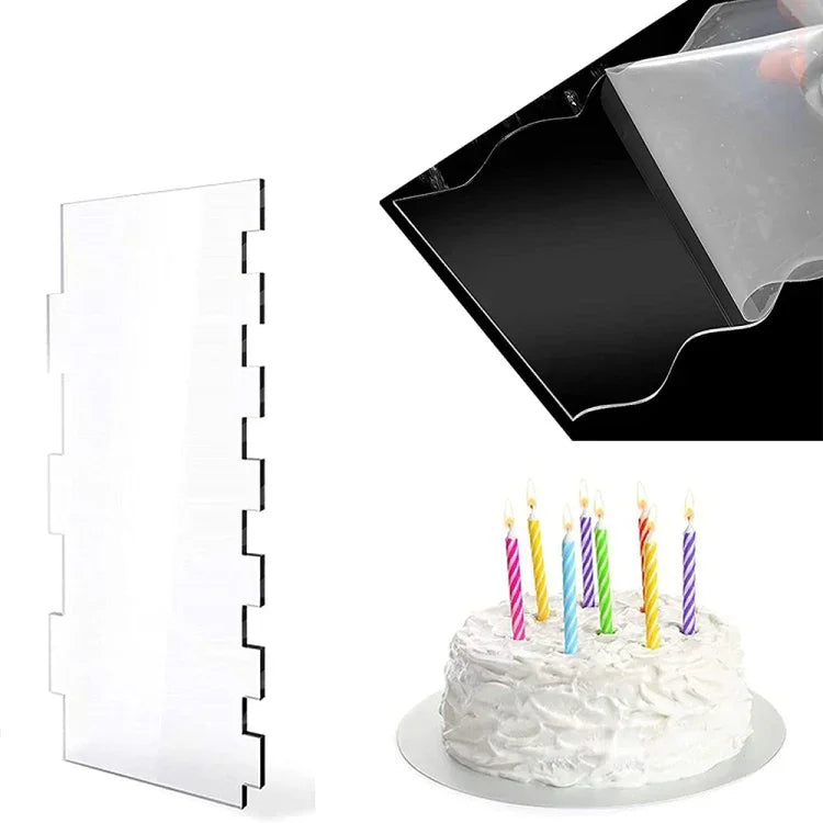Conjunto de ferramentas para alisar bolo 6 em 1 em acrílico transparente, 6 em 1