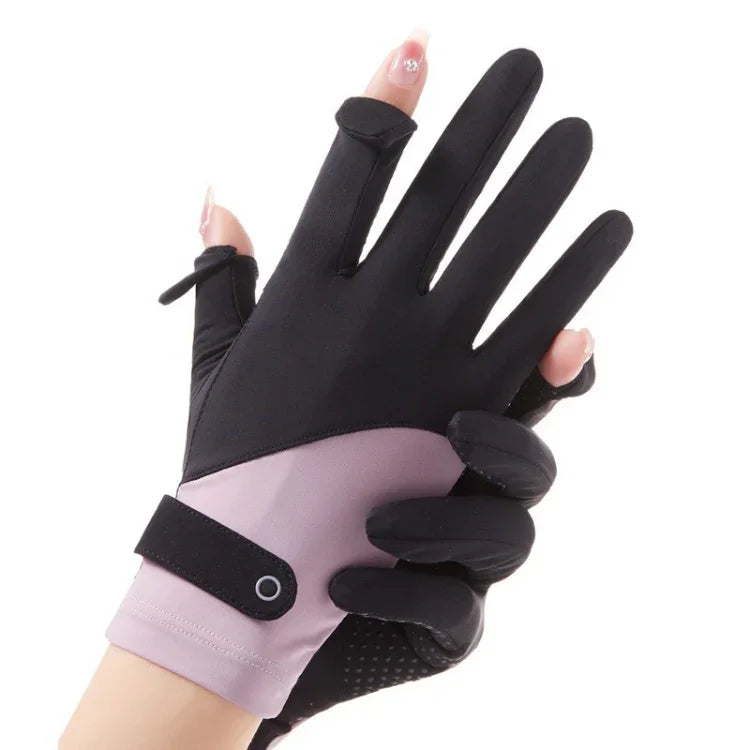 FSN02 1 par de Luvas Finas de Seda Gelada Respirável, Antiderrapantes e Resistentes a UV para Ciclismo e Condução, Código Livre
