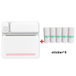 Impressora de Bolso Bluetooth Sem Tinta C19 200DPI para Tarefas de Estudantes, Rosa, Azul, Papel de Impressão Rosa x 5, Papel de Impressão Azul x 5, Autocolante Rosa x 5, Autocolante Azul x 5, Conjunto Rosa, Conjunto Azul