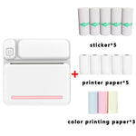 Impressora de Bolso Bluetooth Sem Tinta C19 200DPI para Tarefas de Estudantes, Rosa, Azul, Papel de Impressão Rosa x 5, Papel de Impressão Azul x 5, Autocolante Rosa x 5, Autocolante Azul x 5, Conjunto Rosa, Conjunto Azul