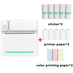 Impressora de Bolso Bluetooth Sem Tinta C19 200DPI para Tarefas de Estudantes, Rosa, Azul, Papel de Impressão Rosa x 5, Papel de Impressão Azul x 5, Autocolante Rosa x 5, Autocolante Azul x 5, Conjunto Rosa, Conjunto Azul