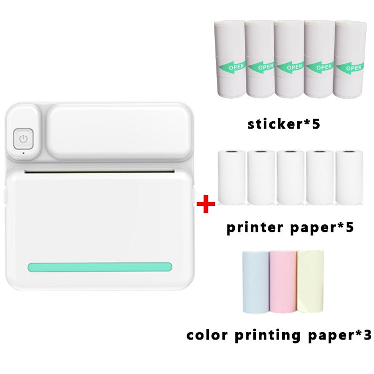 Impressora de Bolso Bluetooth Sem Tinta C19 200DPI para Tarefas de Estudantes, Rosa, Azul, Papel de Impressão Rosa x 5, Papel de Impressão Azul x 5, Autocolante Rosa x 5, Autocolante Azul x 5, Conjunto Rosa, Conjunto Azul