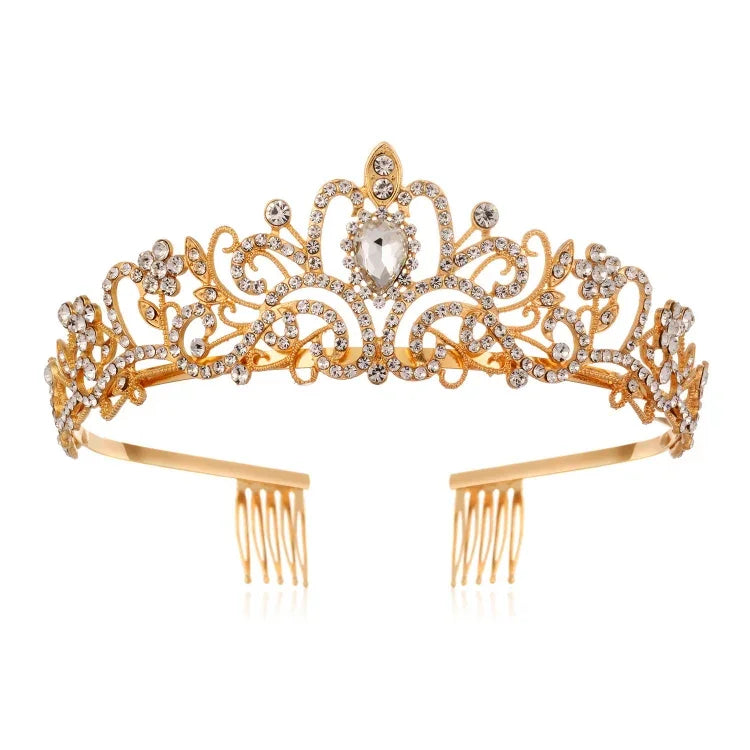G2888 Crystal Diamond Wedding Party Braided Hair Crown Show Headband, Silver White, Silver, Gold, Rose Gold, AB Colorful, White+Pink, Pink, Blue, No Comb Rose Gold, No Comb Gold, Colorful Opal, Colorful, Purple Red Diamond, Light Purple, Light Green   ...
