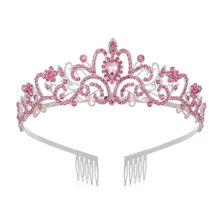 G2888 Crystal Diamond Wedding Party Braided Hair Crown Show Headband, Silver White, Silver, Gold, Rose Gold, AB Colorful, White+Pink, Pink, Blue, No Comb Rose Gold, No Comb Gold, Colorful Opal, Colorful, Purple Red Diamond, Light Purple, Light Green   ...
