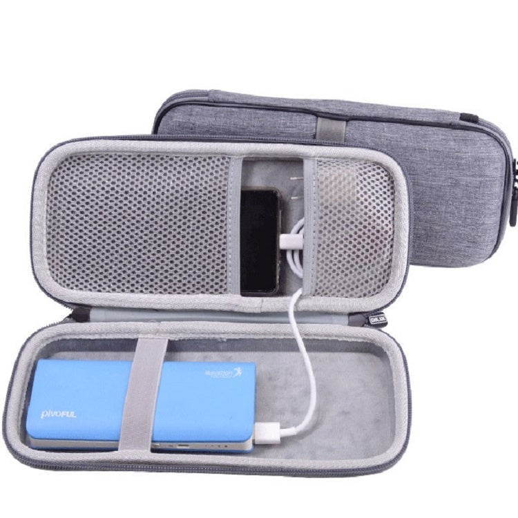 Bolsa de Armazenamento EVA para Cabo de Dados e Power Bank de Telemóvel, Cinza, Preto