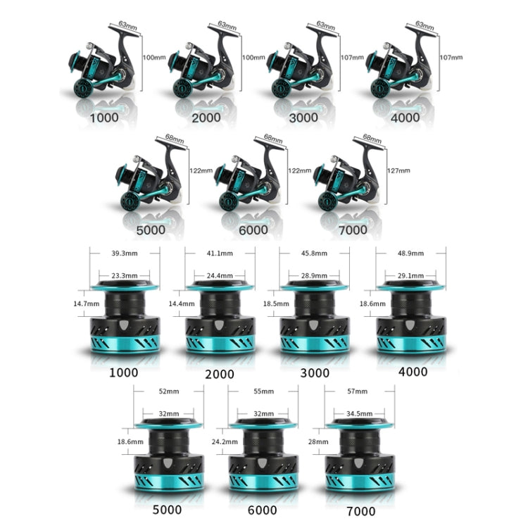 Roda de Pesca Metálica CNC com Manivela, Estilo:, DK1000 (Pega EVA), DK2000 (Pega EVA), DK3000 (Pega EVA), DK4000 (Pega EVA), DK5000 (Pega EVA), DK6000 (Pega EVA), DK7000 (Pega EVA), DK II1000 (Pega Bola Metálica), DK II 2000 (Pega Bola Metálica)...