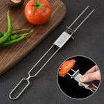 2 Peças de Garfo Duplo Semi-Automático em Aço Inoxidável para Churrasco ao Ar Livre, 2 Peças de Ferramenta para Churrasco