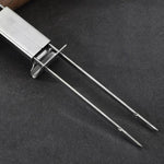 2 Peças de Garfo Duplo Semi-Automático em Aço Inoxidável para Churrasco ao Ar Livre, 2 Peças de Ferramenta para Churrasco