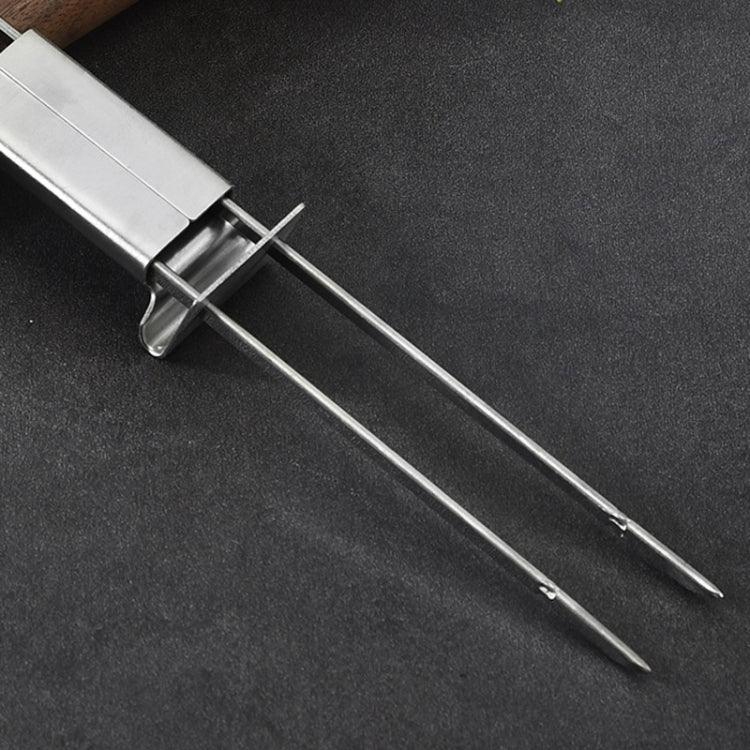 2 Peças de Garfo Duplo Semi-Automático em Aço Inoxidável para Churrasco ao Ar Livre, 2 Peças de Ferramenta para Churrasco