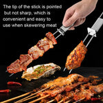 2 Peças de Garfo Duplo Semi-Automático em Aço Inoxidável para Churrasco ao Ar Livre, 2 Peças de Ferramenta para Churrasco