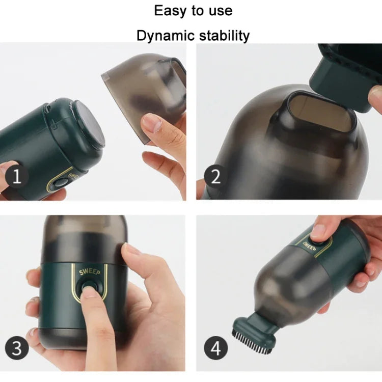 Aspirador de Mão Mini Recarregável de Secretária, Branco, Preto, Verde