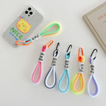 5 Unidades de Cordão Fluorescente para Telemóvel, Corda de Pulso para Telemóvel, Branco e Azul, Preto e Branco, Laranja e Azul, Branco e Vermelho, Laranja e Amarelo, Azul e Verde, Azul Escuro, Branco e Roxo