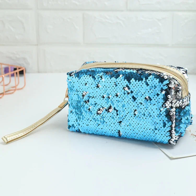 Bolsa de Armazenamento para Cosméticos com Lantejoulas Portátil para Viagem, Vermelho, Preto, Rosa, Vermelho Rosado, Azul Real, Dourado, Rosa Dourado