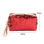Bolsa de Armazenamento para Cosméticos com Lantejoulas Portátil para Viagem, Vermelho, Preto, Rosa, Vermelho Rosado, Azul Real, Dourado, Rosa Dourado