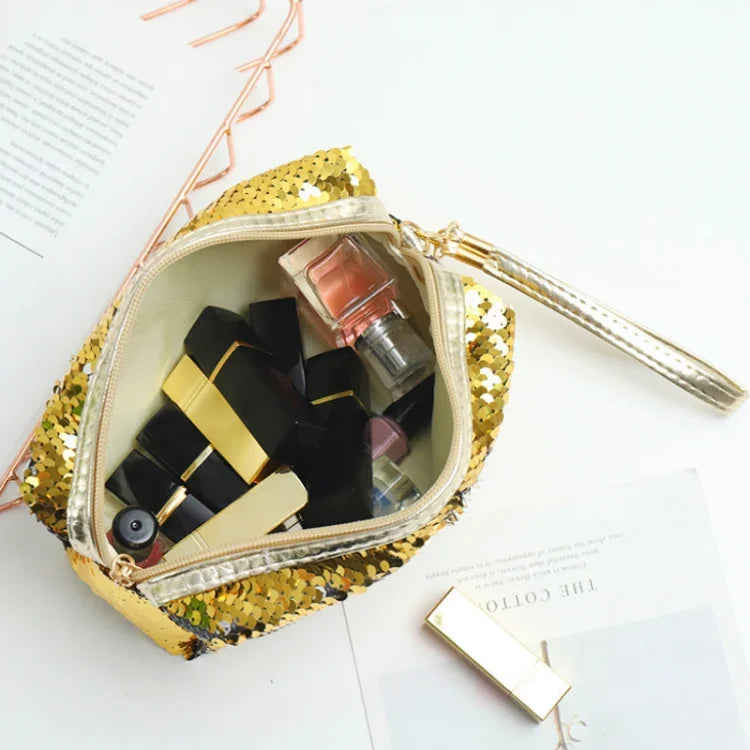 Bolsa de Armazenamento para Cosméticos com Lantejoulas Portátil para Viagem, Vermelho, Preto, Rosa, Vermelho Rosado, Azul Real, Dourado, Rosa Dourado
