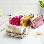 Bolsa de Armazenamento para Cosméticos com Lantejoulas Portátil para Viagem, Vermelho, Preto, Rosa, Vermelho Rosado, Azul Real, Dourado, Rosa Dourado