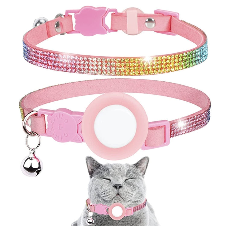 Coleira para Animais com Strass e Sino para Capa de Localizador AirTag 2ª Geração / AirTag 1ª Geração, Diamante Branco Preto, Diamante Colorido Rosa, Diamante Colorido Preto