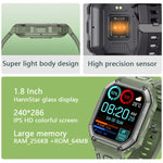 KR06 1.8 Inch Heart Rate Blood Pressure Monitoring Smart Calling Watch, Black, Green