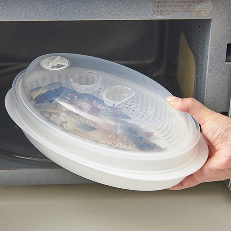 Vaporizador de Peixe para Micro-ondas com Tampa, Prato para Peixe Cozido a Vapor, Prato para Peixe Cozido a Vapor
