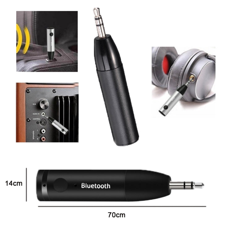 011 Receptor de Áudio AUX Bluetooth 5.0 Adaptador de Áudio para Estéreo de Carro 3,5mm, 011 Preto