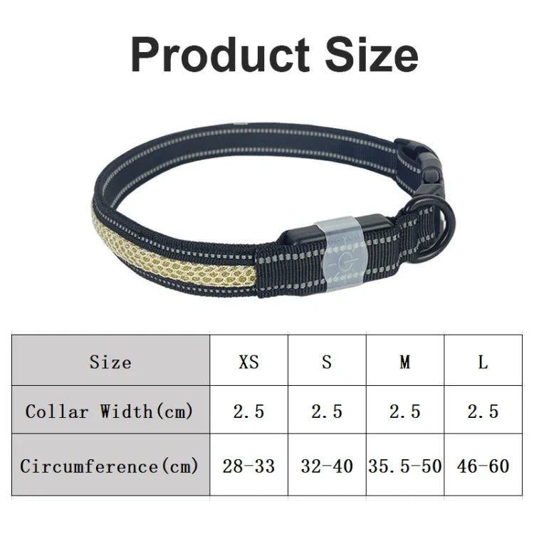 Colar Iluminado LED Recarregável Resistente ao Desgaste e à Água para Animal de Estimação, Tamanho:, XS, S, M, L