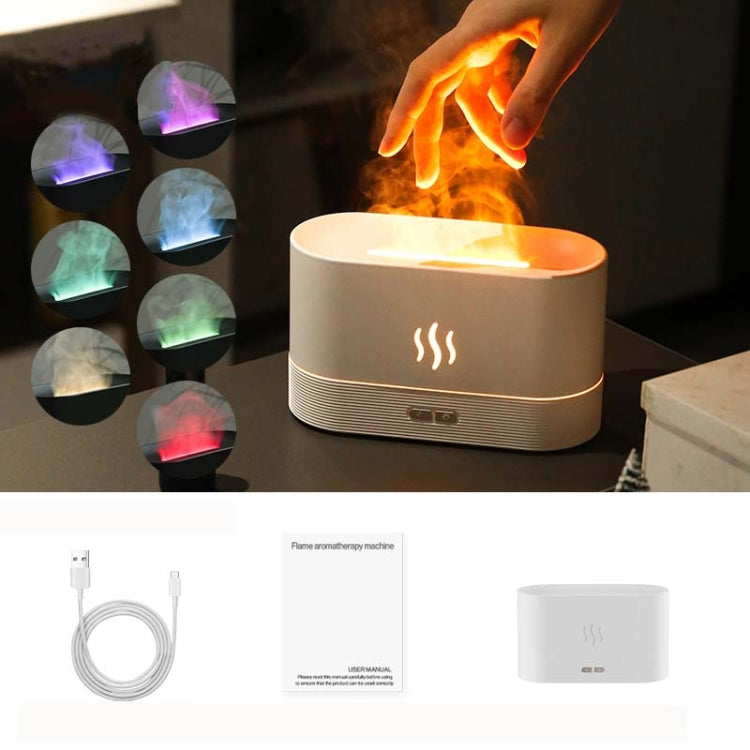 Máquina de Aromaterapia com 7 Cores de Chama para Casa e Escritório, Humidificador de Ar de Secretária, 7 Cores (Preto), 7 Cores (Branco)