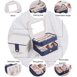 SH688-58 Caixa de Joias para Armazenamento de Brincos em PU Quadrada de Duas Camadas, Duas Camadas (Branco), Duas Camadas (Azul Marinho), Duas Camadas (Rosa), Duas Camadas (Azul Claro)